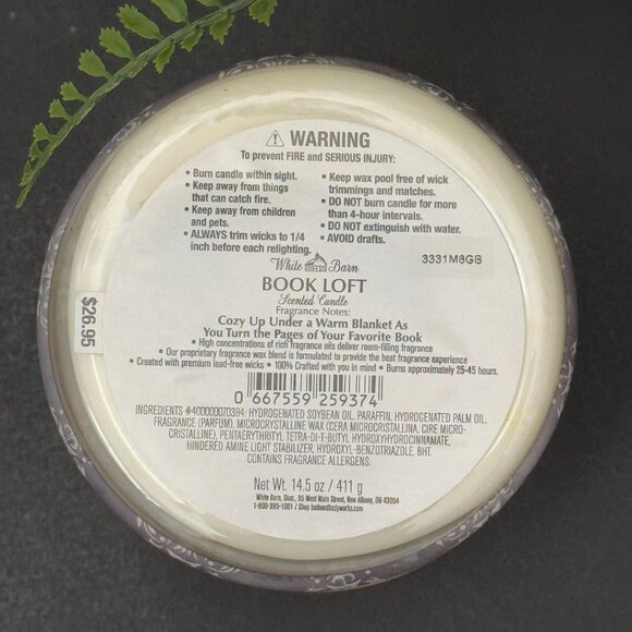 BBW Book Loft White Barn Bath & Body Works 3 Wick Candle - Picture 10 of 10